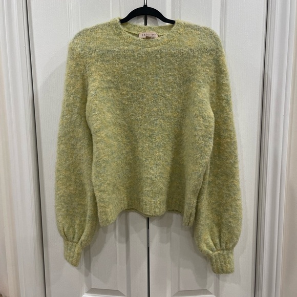 Philosophy Sweaters - Philosophy Yellow Crew Neck Sweater with Fuzzy Texture and Long Sleeves